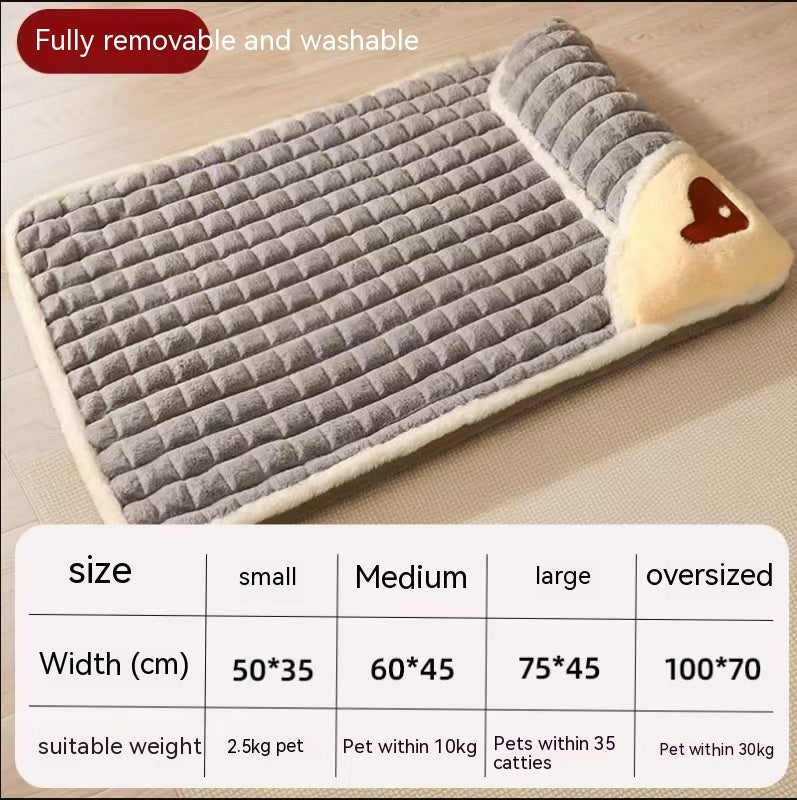 HKM-921043 Detachable and Washable Winter Dog Mat for Comfortable Sleeping - Available in Green, Gray, and Brown