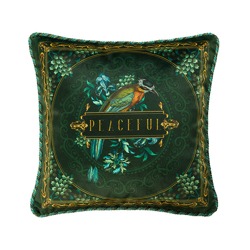HKM-921299 European Style Retro Square Pillowcase with Fringe and Piping - 45cm x 45cm
