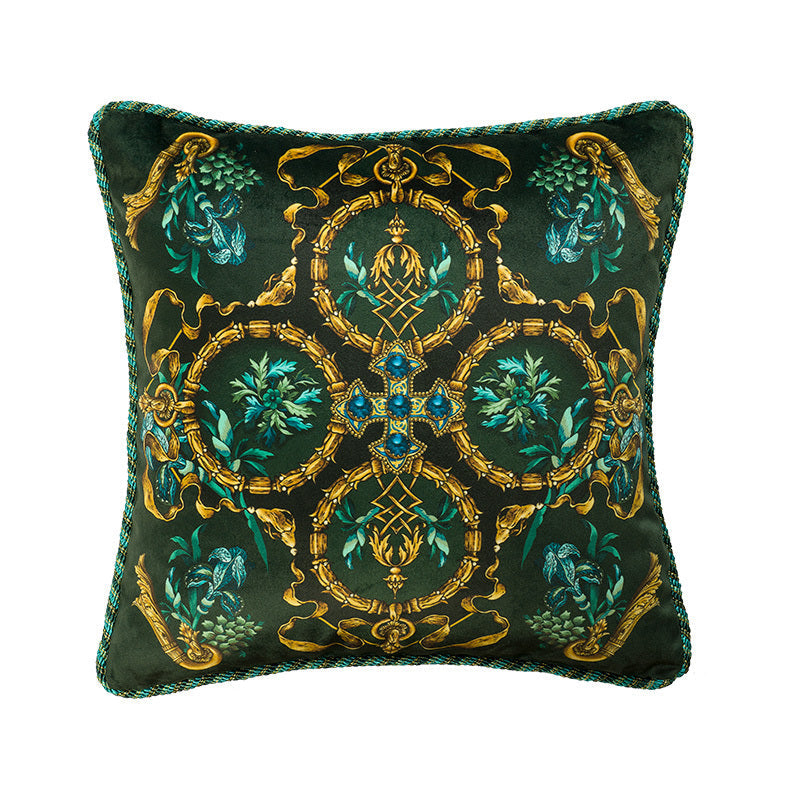 HKM-921299 European Style Retro Square Pillowcase with Fringe and Piping - 45cm x 45cm
