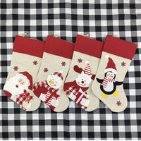 HKM-921363 Christmas Socks Pendant - Non-Woven Velvet and Linen Cloth, 47cm Tall, 22cm Opening