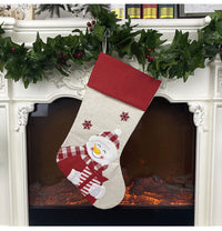 HKM-921363 Christmas Socks Pendant - Non-Woven Velvet and Linen Cloth, 47cm Tall, 22cm Opening