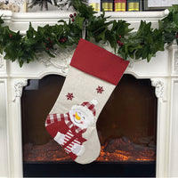 HKM-921363 Christmas Socks Pendant - Non-Woven Velvet and Linen Cloth, 47cm Tall, 22cm Opening
