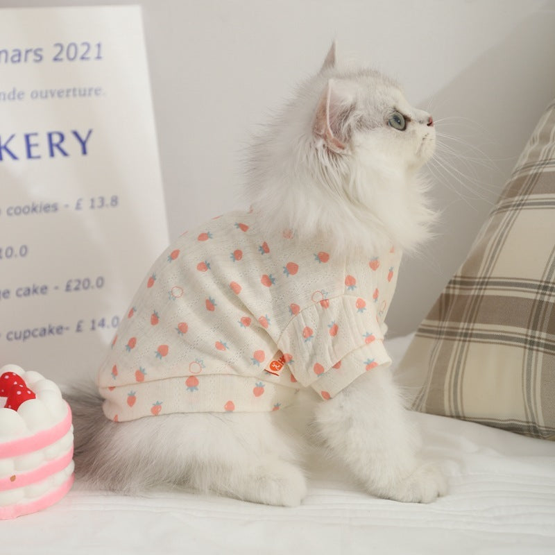 HKM-921491 Anti-Hair Loss Vest for Cats - Comfortable Cotton-Polyester Blend in Yellow and Pink, Multiple Sizes Available