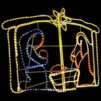 HKM-921555 Illuminated Nativity Scene with 240 Multicolor LEDs, Weather-Resistant Christmas Decoration, 116x41x87 cm