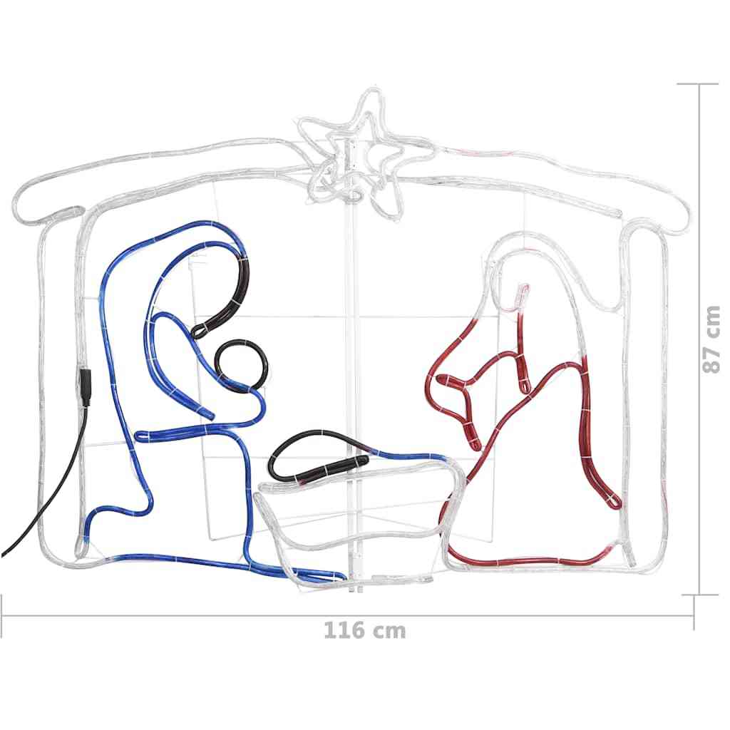 KTX-921555 Illuminated Nativity Scene with 240 Multicolor LEDs, Weather-Resistant Christmas Decoration, 116x41x87 cm