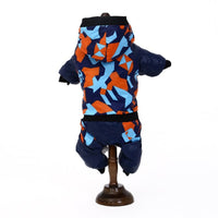 HKM-921619 Camouflage Hooded Cotton Jacket for Dogs in Blue, Green, and White