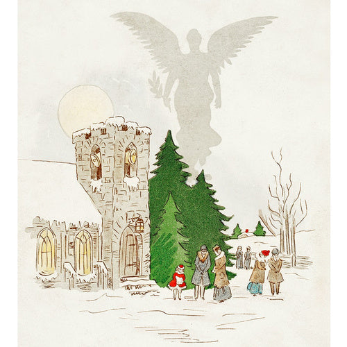 HKM-921683 White Christmas With An Angel - Digital Oil Painting DIY Painting By Numbers Kit, Linen, 40x50 cm, 24 Classic Colors