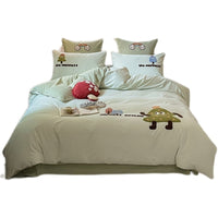 HKM-921747 Cartoon Cute Style Pure Cotton Sanding Duvet Cover and Bed Sheet Set