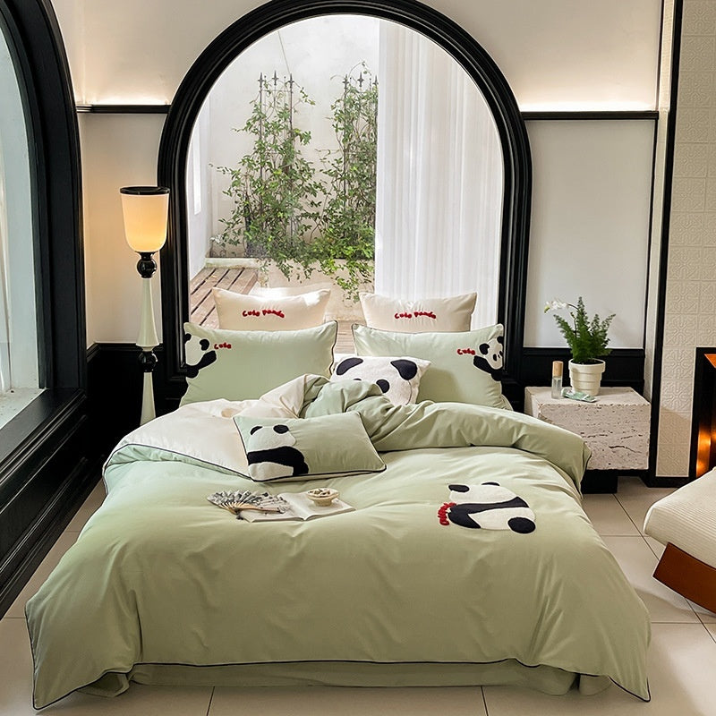 HKM-921747 Cartoon Cute Style Pure Cotton Sanding Duvet Cover and Bed Sheet Set