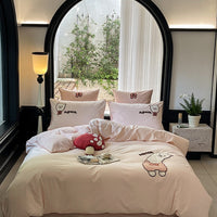 HKM-921747 Cartoon Cute Style Pure Cotton Sanding Duvet Cover and Bed Sheet Set