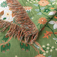 HKM-921747 Pure Cotton Double-Sided Gauze Towel Blanket in Greenish White with Floral Design - Multiple Sizes Available
