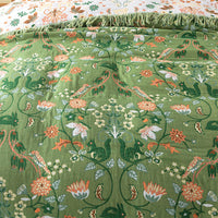 HKM-921747 Pure Cotton Double-Sided Gauze Towel Blanket in Greenish White with Floral Design - Multiple Sizes Available