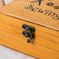 HKM-921747 Retro Solid Wood Sewing Box with Accessories - Portable Hand-Stitched Kit for Crafting