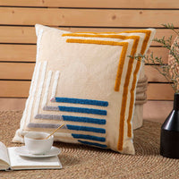 HKM-921875 Embroidered Cotton Canvas Towel Pillowcase with Stripes for Modern Living Spaces