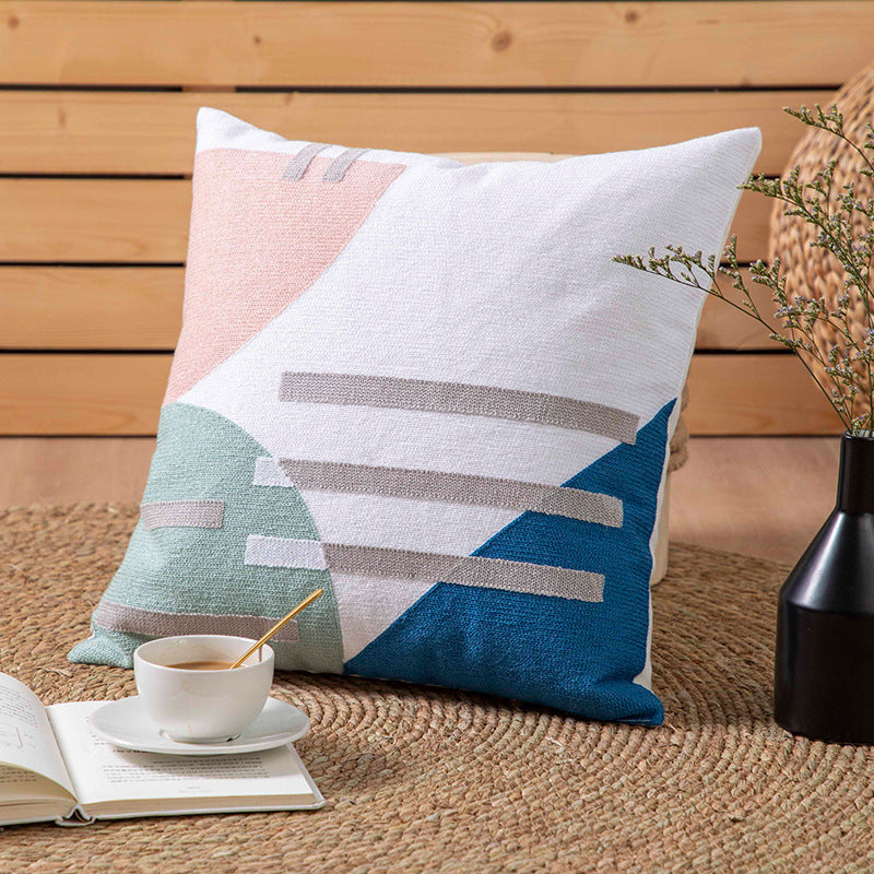 HKM-921875 Embroidered Cotton Canvas Towel Pillowcase with Stripes for Modern Living Spaces