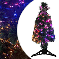 HKM-921875 Slim Fiber Optic Christmas Tree with Stand - 64 cm, Green, Multicolor Lights