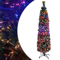 HKM-921875 Slim Fiber Optic Christmas Tree with Stand - 64 cm, Green, Multicolor Lights