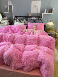 HKM-922067 Winter Mink Velvet Bed Set - Thermal Storage, 4-Piece Collection for Various Bed Sizes