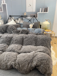 HKM-922067 Winter Mink Velvet Bed Set - Thermal Storage, 4-Piece Collection for Various Bed Sizes