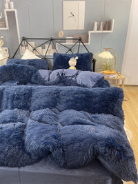 HKM-922067 Winter Mink Velvet Bed Set - Thermal Storage, 4-Piece Collection for Various Bed Sizes