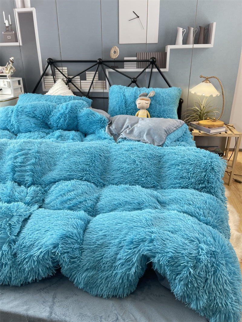 HKM-922067 Winter Mink Velvet Bed Set - Thermal Storage, 4-Piece Collection for Various Bed Sizes