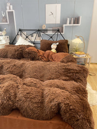 HKM-922067 Winter Mink Velvet Bed Set - Thermal Storage, 4-Piece Collection for Various Bed Sizes