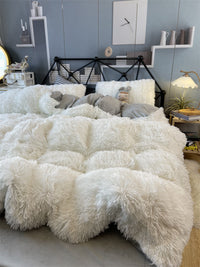 HKM-922067 Winter Mink Velvet Bed Set - Thermal Storage, 4-Piece Collection for Various Bed Sizes