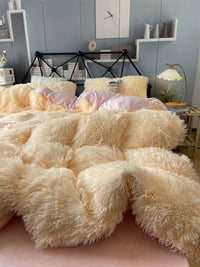 HKM-922067 Winter Mink Velvet Bed Set - Thermal Storage, 4-Piece Collection for Various Bed Sizes