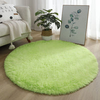 HKM-922131 Silk Wool Tie Dye Round Carpet - Soft Long Hair Floor Mat for Bedroom and Living Room