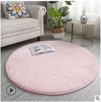 HKM-922131 Silk Wool Tie Dye Round Carpet - Soft Long Hair Floor Mat for Bedroom and Living Room