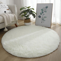 HKM-922131 Silk Wool Tie Dye Round Carpet - Soft Long Hair Floor Mat for Bedroom and Living Room
