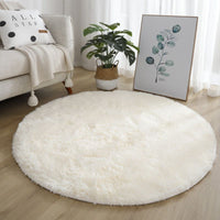 HKM-922131 Silk Wool Tie Dye Round Carpet - Soft Long Hair Floor Mat for Bedroom and Living Room