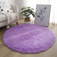 HKM-922131 Silk Wool Tie Dye Round Carpet - Soft Long Hair Floor Mat for Bedroom and Living Room