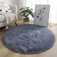 HKM-922131 Silk Wool Tie Dye Round Carpet - Soft Long Hair Floor Mat for Bedroom and Living Room