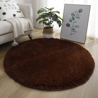 HKM-922131 Silk Wool Tie Dye Round Carpet - Soft Long Hair Floor Mat for Bedroom and Living Room