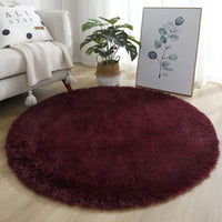 HKM-922131 Silk Wool Tie Dye Round Carpet - Soft Long Hair Floor Mat for Bedroom and Living Room