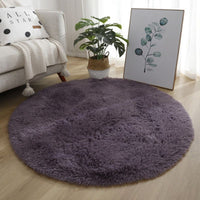 HKM-922131 Silk Wool Tie Dye Round Carpet - Soft Long Hair Floor Mat for Bedroom and Living Room