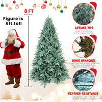 HKM-922195 Blue Hybrid PE/PVC Christmas Tree - 6ft, 7.5ft, 8ft Options Available, Automatic Assembly, Steel Wire Frame