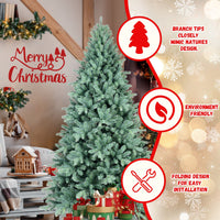 HKM-922195 Blue Hybrid PE/PVC Christmas Tree - 6ft, 7.5ft, 8ft Options Available, Automatic Assembly, Steel Wire Frame