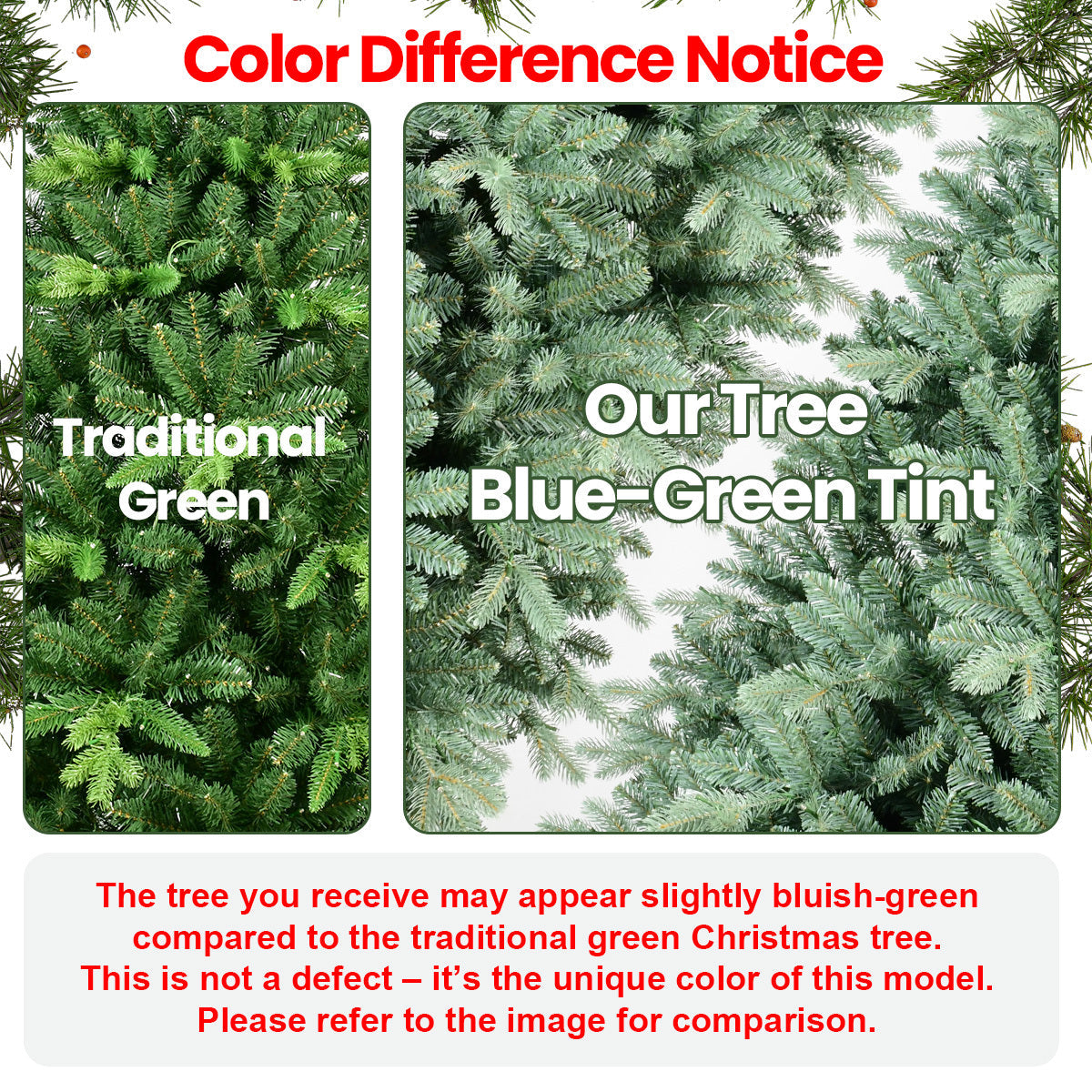 HKM-922195 Blue Hybrid PE/PVC Christmas Tree - 6ft, 7.5ft, 8ft Options Available, Automatic Assembly, Steel Wire Frame