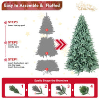 HKM-922195 Blue Hybrid PE/PVC Christmas Tree - 6ft, 7.5ft, 8ft Options Available, Automatic Assembly, Steel Wire Frame