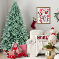 HKM-922195 Blue Hybrid PE/PVC Christmas Tree - 6ft, 7.5ft, 8ft Options Available, Automatic Assembly, Steel Wire Frame