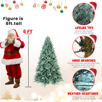 HKM-922195 Blue Hybrid PE/PVC Christmas Tree - 6ft, 7.5ft, 8ft Options Available, Automatic Assembly, Steel Wire Frame