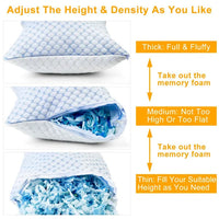 HKM-922195 Cooling Memory Foam Pillow with Adjustable Shredded Foam and Double-Sided Cover