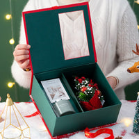 HKM-922515 Christmas Eve Aromatherapy Gift Box in Red Fabric with Special Paper Packaging