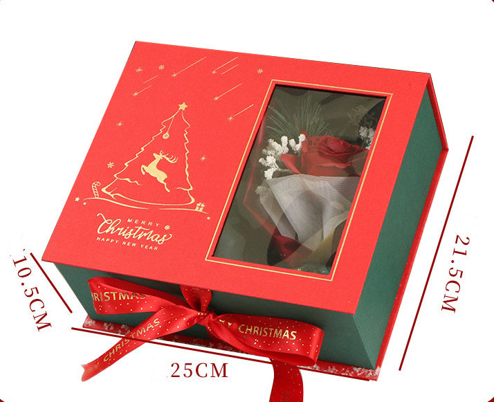 HKM-922515 Christmas Eve Aromatherapy Gift Box in Red Fabric with Special Paper Packaging