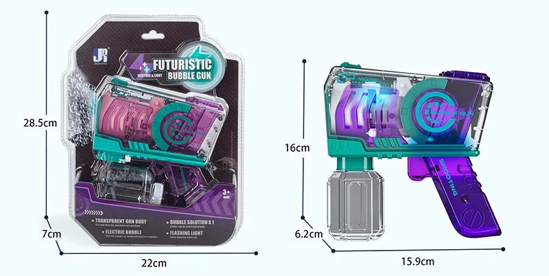 HKM-922707 Automatic Electric Bubble Machine with Soap Solution and Flashing Light - Fun for Ages 5 and Up