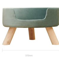 HKM-922707 Cozy Semi-Enclosed Solid Wood Cat Nest for Winter Comfort