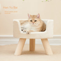 HKM-922707 Cozy Semi-Enclosed Solid Wood Cat Nest for Winter Comfort