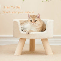 HKM-922707 Cozy Semi-Enclosed Solid Wood Cat Nest for Winter Comfort